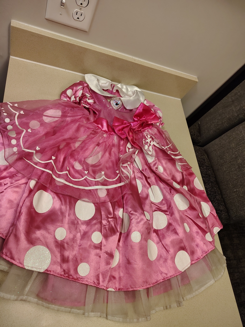 Disney Minnie Mouse Toddler Pink Polka Dot Halloween Dress Costume Size XS 3-4